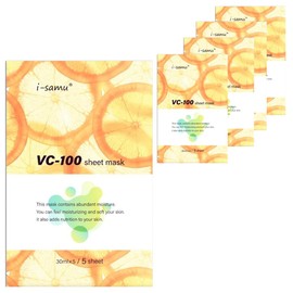 STAY FREE i-samu Vitamin C vc-100 Sheet Mask, 1 Bag x 5 Bags, Individual Packaging, Face Mask, Pack, Skin Care, Moisturizing, Hali, Dullness, Itham