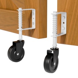 YONSIN 4" Heavy Duty Spring Loaded Gate Caster, Drag Wheels with 360 Swivel for Wooden & Metal Gates, Anti Sag Kit, 200 Lbs Capacity, 2 Pcs, Black