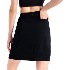 Yogipace Women's 4 Pockets UV Protection 17" Long Tennis Running Skirt Athletic Golf Skort Anytime Casual Skort Black Size M