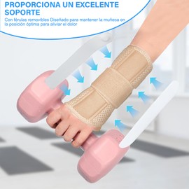 Muñequera De Soporte, Muñequera Ajustable Con 2 Soportes, Soporte Ligero Y Transpirable, para el dolor, el túnel carpiano, la artritis, la tendinitis, las fracturas, etc (Marrón, Small（Izquierda13-15CM）)