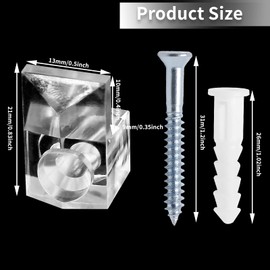 Kyuionty 24 Sets of Mirror Holder Clips Kit, Clear Plastic Mirror Mounting Clip Glass Retainer Clips Mirror Hanging Hardware with Screws for Fixing Mirror Cabinet Door (9mm)