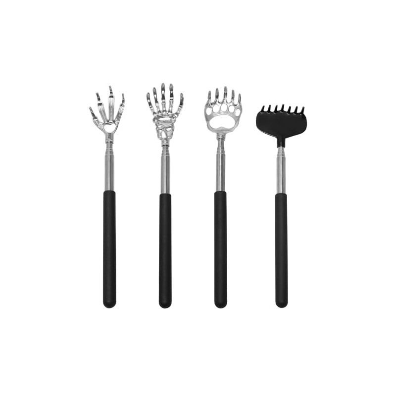 4 PCS Telescopic Back Scratcher, Extendable Back Scratcher with Rubber