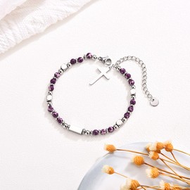 IKIATY Baptism Gifts for Girl Catholic, Cross Charm Bracelet Baptism Favors for Girl, Christening Gifts Christian Easter Gifts for Teen Girl Goddaughter Granddaughter Niece