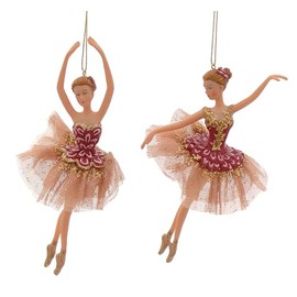 itsisa Tree Decorations Ballerina Ballet Dancer Pink Gold (Set of 2) - Ballet Christmas Decoration, Christmas Tree Bauble