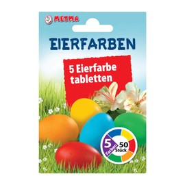 Metma B085, Pack of 5, Red, Orange, Yellow, Green, Blue, Warm, Colouring Tablets, Eggs, Easter, Multicoloured
