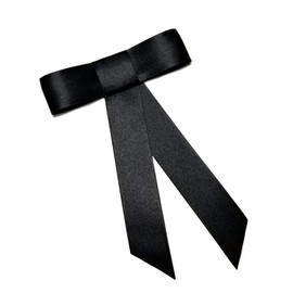 EmilyRose Couture Satin Hair Bow Collection (Barrette, Black)
