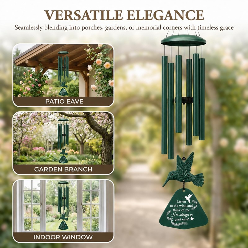 36" Memorial Wind Chimes for Outside, Sympathy Gift for Loss