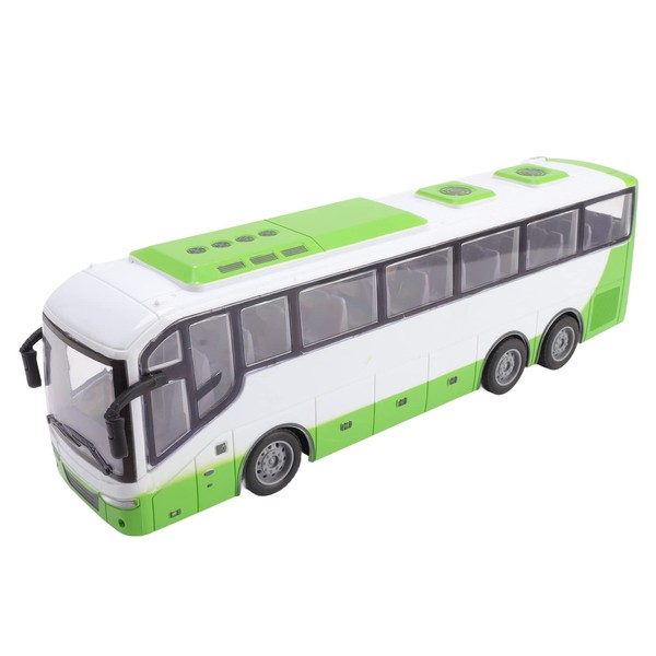 Drfeify RC Bus Model, Large 1/30 Bright Colour Wireless Electric Remote Control Bus Toy Simulation Vivid for Kids Toy for Children over 3 Years Old (White Green)
