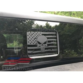 Digo Auto Styling Fits 2020-2024 Jeep Gladiator Sliding Window Distressed American Flag Punisher