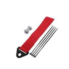 REPAIROCK 1 Set Front Bumper Car Tow Strap Trim Trailer Belt with Rope Trailer Hook Nylon Red Auto Replacement Parts