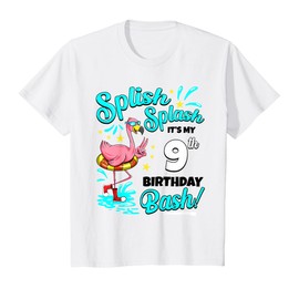 9th Birthday Flamingo 9 Years Old Pool Party Summer T-Shirt