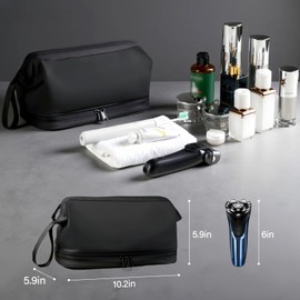 Neceser de Viaje para Hombres y Mujeres, Bolsa Cosmetiquera de Viaje Gran Capacidad, Bolsa de Aseo Impermeable con Asa de Colgar, Estuche de Viaje para Artículos de Tocador y Cosméticos(Negro)
