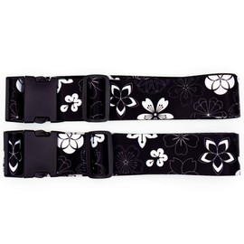 Teeoff Luggage Straps Suitcase Belts Travel Bag Accessories Adjustable 220CM (Sakura Black White - 2 Pack)