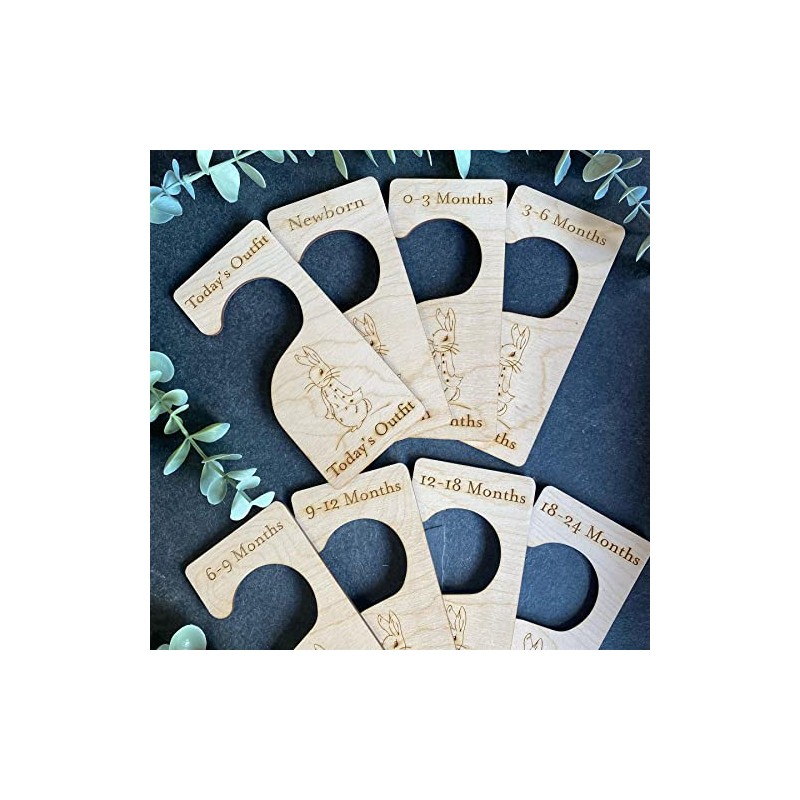 8 Wooden Baby Clothes Dividers, Nursery Hangers New Born Gift,