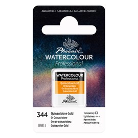 PHOENIX Professional Watercolor Paint - Single Watercolor Half Pan - Quinacridone Gold 344