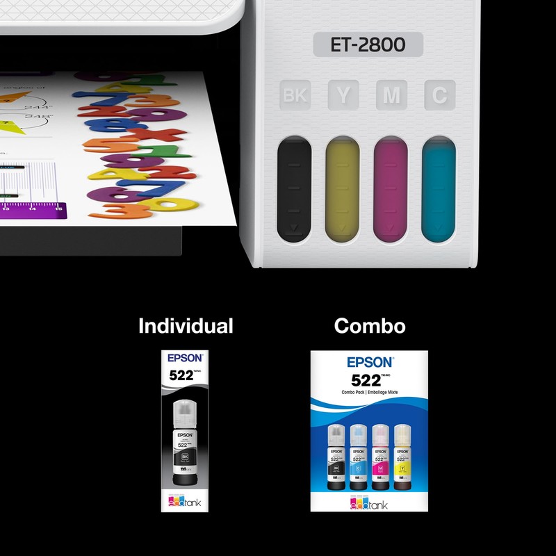 EPSON 522 EcoTank Ink Ultra-high Capacity Bottle Color Combo Pack