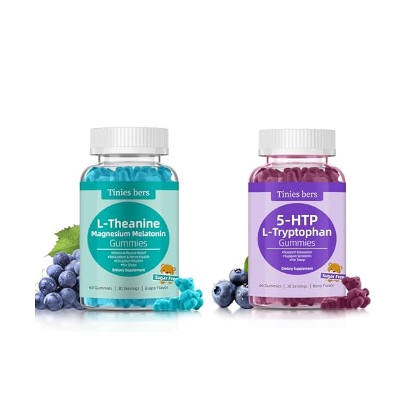 L-Theanine Gummies 400mg, Magnesium Glycinate 400mg, Melatonin 10mg and L-Tryptophan