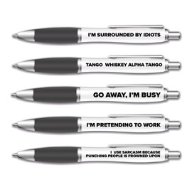 5 Pack of Ballpoint Pens - Funny Pen Set For Colleagues - Funky Stationery Quirky Gift - Office Desk Accessories - Rude Pen Set - Funny Friend Gift