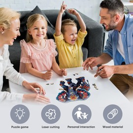 Delobil Elephant Wooden Puzzles for Adults, Jigsaw Puzzles 200 Pieces, Unique Shape Puzzles with Wooden Box, 11.2" x 10.8"Family Game Gift, Fun Challenging Christmas Puzzles for Adults and Kids