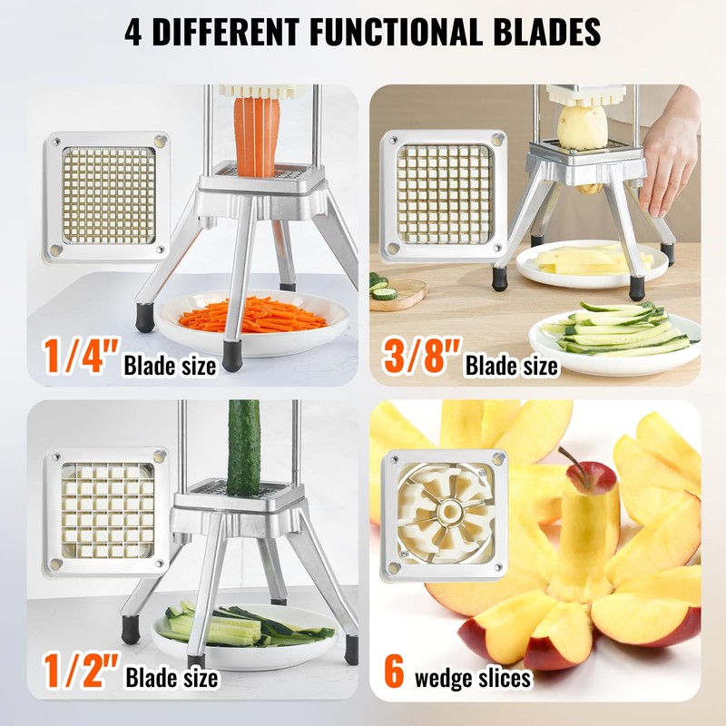 VEVOR Commercial Vegetable Chopper w/ 4 Replacement Blades, Stainless Steel