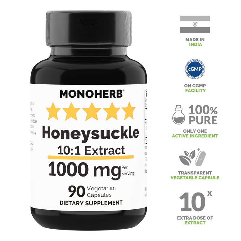 MONOHERB Honeysuckle Extract 1000 mg - 90 Vegetarian Capsules