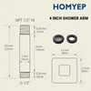 HOMYEP Gold Shower Arm with Flange, 4 Inch Square Extension