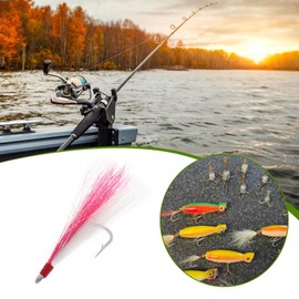 Briny River 12pcs Bucktail Teasers Fishing Hooks Saltwater Flounder Rig Stainless Steel Fishing Hooks 96mm 3g Bucktail Mylar Teasers Inserted for Catfish Cod Flounder
