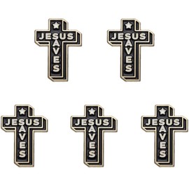 Cross Brooch Pin Set Dainty Black White Cross Lapel Brooch Pin Jesus Saves Cross Badge Brooch for Women Men Girls Birthday Jewely Gift Hat Jacket
