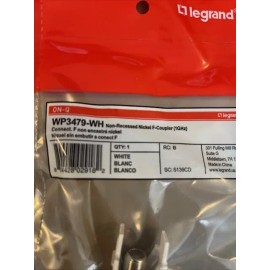 Legrand On Q Legrand WP3479-WH F Coaxial Connector White Non Recessed Nickel Coupler - 1