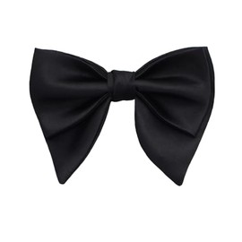 Lovacely Oversized Bow Ties for Men, Pre Tied Adjustable Satin Silk Bow Tie Solid Color Formal Tuxedo Double Layer Big Bowtie, Black, One Size