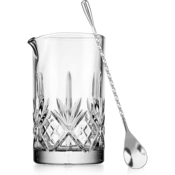 Cocktail Mixing Glass with Stirrer – 17oz Bar Mixing Pitcher