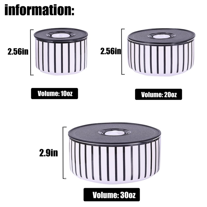 XYQXYQ 3-Piece Ceramic Bowl Set with Lids - Versatile Kitchen