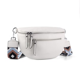 KUNGFUMA Crossbody Fanny Packs for Women Sling Bags with Coin Purse Bumbag Vegan Leather Belt Bag Chest Purse for Travel (White)