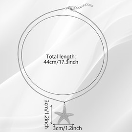 AKAZA 1pcs Starfish Pendant Necklace, Dainty Elegant Ocean Jewelry for Women, Beach Wedding Vacation Nautical Gift for Her, Summer Necklace