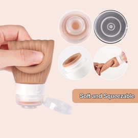 Silikon Reiseflaschen, Travel Bottles für Shampoo, Lotion, Spülung, Duschgel, Reise Shampoo Behälter Praktisches Reiseflaschen Set (Braun)