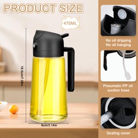 FYSL Ölsprüher für Speiseöl, Ölsprüher 2 In 1, 470ml Öl Sprühflasche, Hohes Volumen, Ölspray für Heißluftfritteuse, Olivenölsprüher für Salat, Grillen, Backen in der Küche (Schwarz)