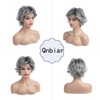 Short Curly Wavy Grey Wig for Women Natural Expect Synthetic