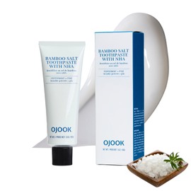 OJOOK Bamboo Salt Toothpaste with nHA | Fluoride Free, Nano Hydroxyapatite, Remineralizing, Sensitive Teeth, Whitening - Dentist Recommended Oral Care - Pepperming & Pine Flavor, 3 Fl Oz 1 Pk