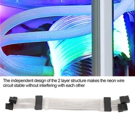 2x8 Pin RGB GPU Cable, RGB PSU Cables Extensions, 5V 3Pin 4 Sided ARGB GPU Power Extension Cable Black, 360 ° Illumination, Programmable Custom 16 Million Colors