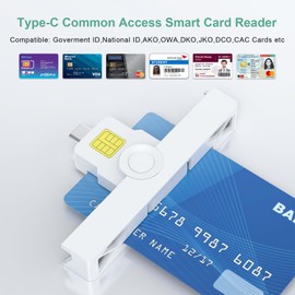 USB-C CAC Smart Card Reader,DOD Military Type-C Common Access Credit Card/ID/IC Bank/Health/Government ID/PIV CAC Chip Card with Windows, Mac OS for Android Phones, MacBook Pro-Mini & Fold