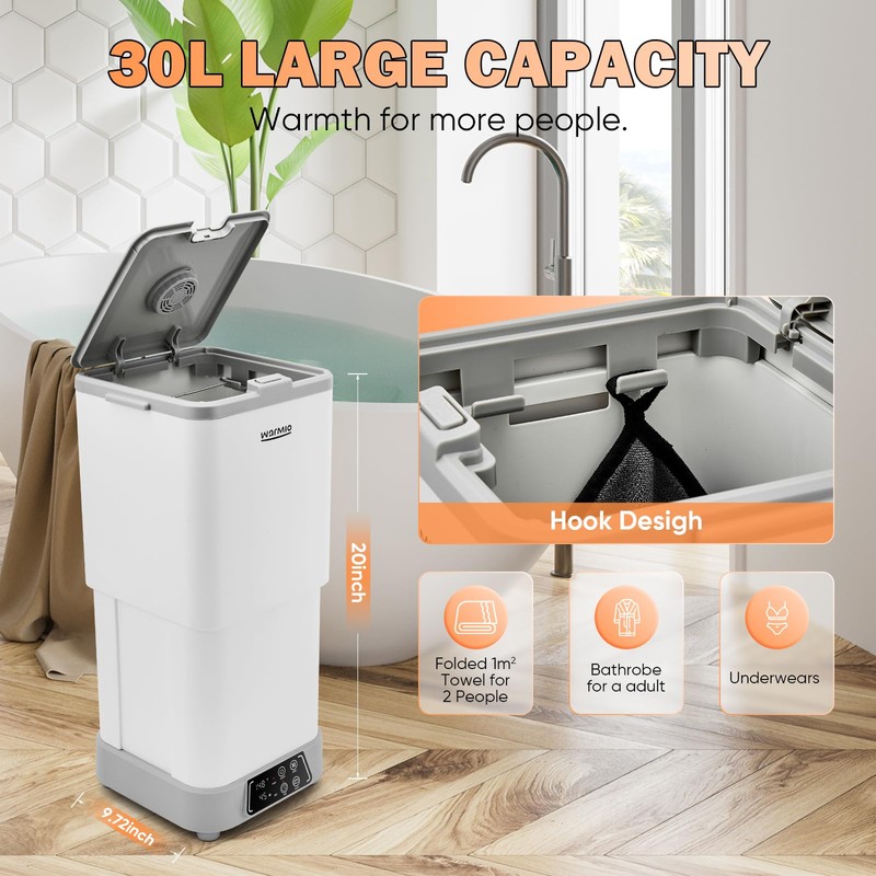 Warmio 30L Towel Warmer,Large Luxury Towel Warmer, Hot Bath Towel