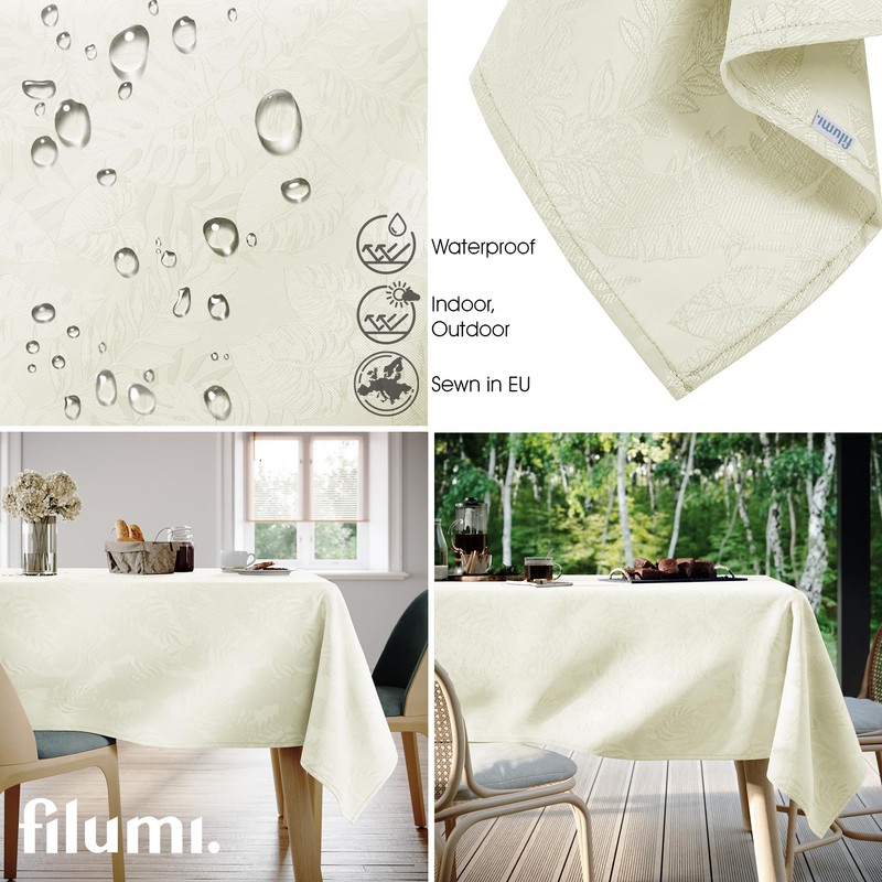 Filumi Eris Tablecloth 140 x 280 cm Cream Washable for