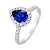 Old English Jewellers 925 Sterling Silver Blue Sapphire CZ Pear