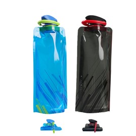Garegce 2pcs Collapsible Water Bottle, Large Lightweight Soft Foldable Water Bottle - BPA Free 700 ml, Reusable Portable with Secure Lock for Gym Runing Camping Cycling Outdoor Sports & Hiking