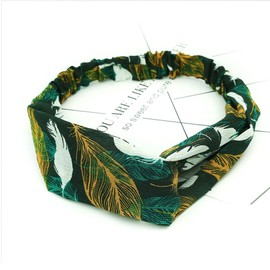 Headbands for Women,Hair Band Boho knotted Headwraps Mixed Printed Twisted Bow Hairbands, Vintage Floral Polka Dot Wide Hair Hoops Girls Hair Accessories for Daily Wearing Dating Sports (Green)