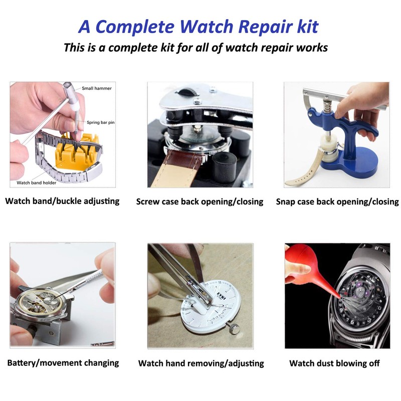 Longruner Watch Repair Tool Kit, Professional Portable Watch Tools Back