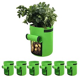 Gardzen 6 Pack BPA-Free 10 Gallon Vegetable Grow Bags with Access Flap and Handles, Suitable for Planting Potato, Taro, Beets, Carrots, Onions, Peanut