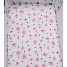 Bassinet Sheets Compatible with Baby Delight Beside Me Dreamer Bassinet, 2 Pack, 100% Jersey Knit Cotton 190GSM, Ultra Soft Breathable, Floral and Pink
