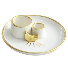 SPORWAY Incense Stick Holder Moon Design, 4 in 1 Incense Holder, Ceramic Incense Bowl for Any Incense, White Sage, Sage Smoking, Ideal for Meditation, Decoration