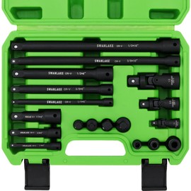 18-piece Impact Socket Extension Set Tools, Swivel Universal Joint, Deep 1/4", 3/8", 1/2" Drive Socket Adapter, Extension Bar, 3 Ratchet Coupler, CR-V Steel Alloy Corrosion-Resistant Mechanic Tools